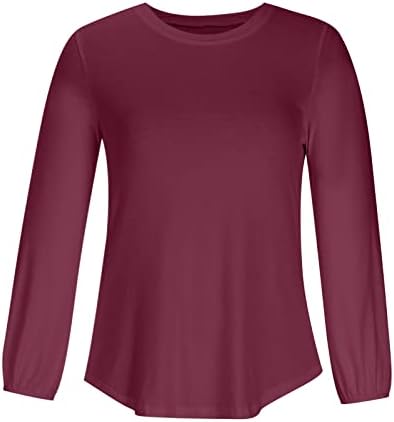 Врски за боја на врвови за жени со долги ракави кошули тркалезни врвови на вратот плус големина цврста боја маица за Ноќта на
