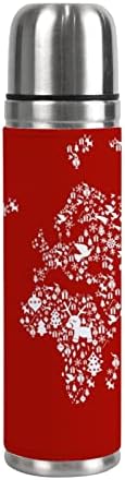Вантасо шише со вода изолирано модерна светска мапа весела Божиќна двојна wallидна вакуумска колба чаша кригла 500 мл 17 мл за спортско пешачење