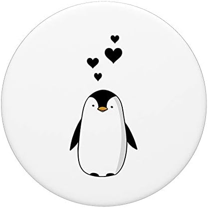 Симпатична пингвин со срца - сакам пингвини popsockets popgrip: заменлива зафат за телефони и таблети
