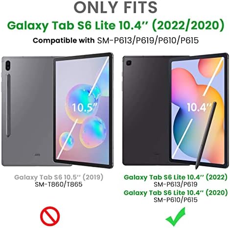 Case Gerutek Case за Samsung Galaxy Tab S6 Lite 10.4 инчи 2020, шок -изобилен солиден случај со 360 ротирачки штанд/лента за