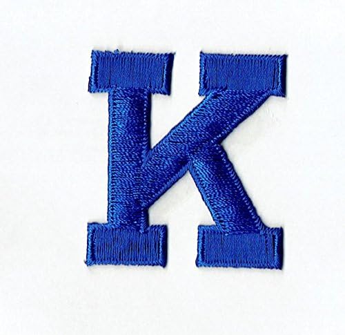 Азбучна буква - К - Боја Кралска сина боја - 2 инчен блок стил - извезено железо на лепенка