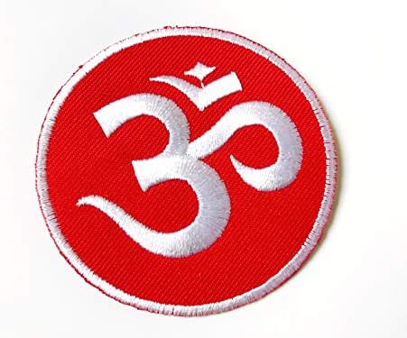 Aum om ом хинду хинди хиндуизам јога црвен костум дизајн симбол Апликација извезена шива на железо на лепенка за ранец на фармерки