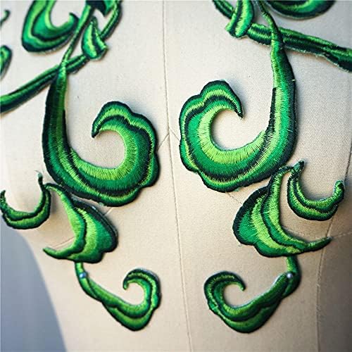 Uxzdx cujux 2pcs зелена ткаенина апликации шијат железо на закрпи извезена јака за облекување облеки за венчавки