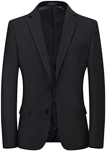 Машки обичен тенок фит костум Блејзер лесен еден копче солидна деловна јакна Изречена формална формална спортска палто