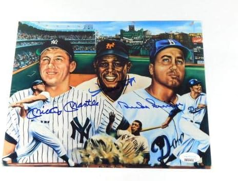 Mickey Mantle/Willie Mays/Duke Snider потпишан 8 x 10 литограф во боја 3 JSA Autos - Autographed MLB Art