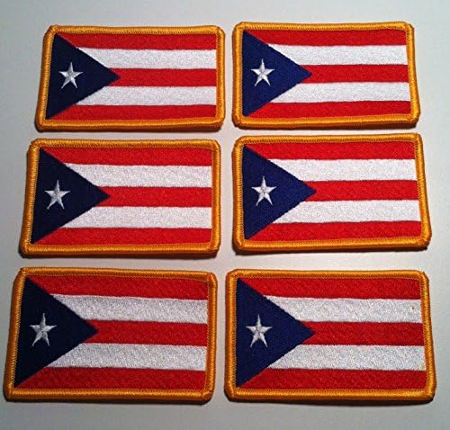 6 Порто Рико знаме везови железо-на лепенка амблем за амблем злато граница