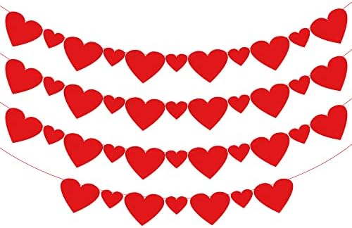 Црвено Почувствувано Срце Венец За Декор На Денот на Вљубените - Пакет од 40, Без Сам | Валентин Венец За Декорација На Денот На Вљубените | Украси На Кралицата На Срца